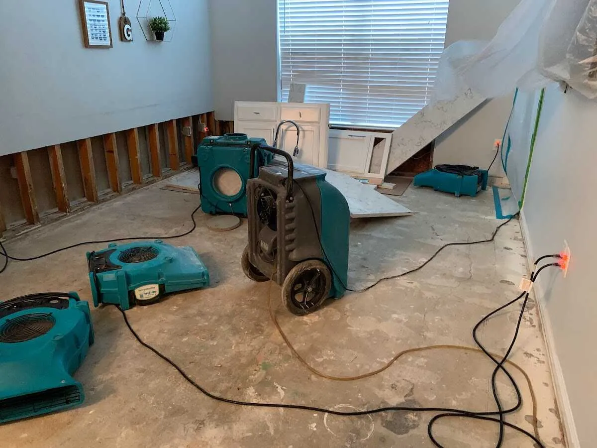 Dehumidifier in flood-cut room for Water Extraction & Removal in Bakersfield